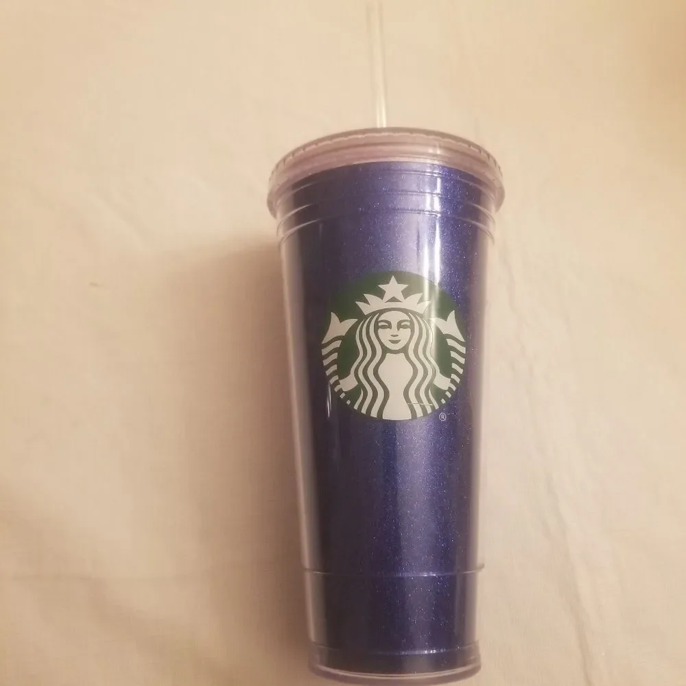 Starbucks 20oz Blue Glitter Sparkly Cold Cup Tumbler